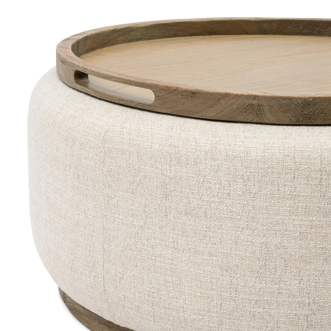 Babylon stolić za kavu detalj bijele tkanine i drvenog pladnja