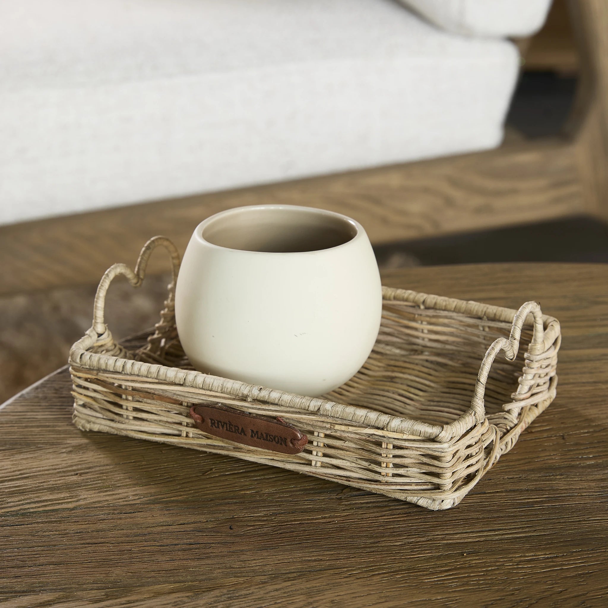 Rustic Rattan Happy Heart mini poslužavnik
