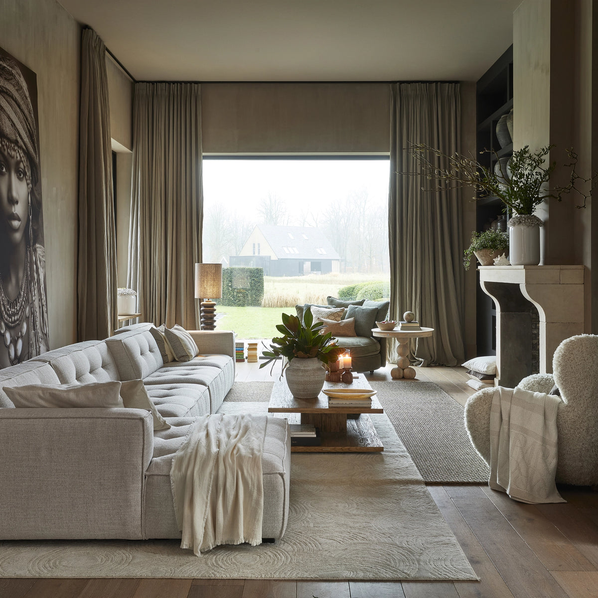Modularna sofa Brandon ležaljka lijevo, bijela tkanina, Riviera Maison, slika 9