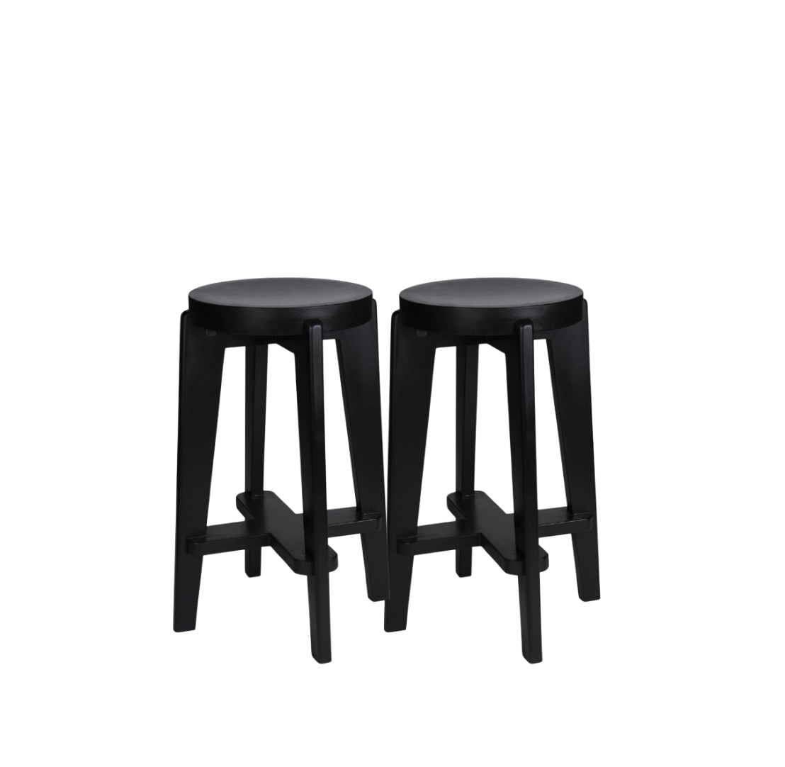 Set 2 x Wood DT.W.19. barska stolica – Ugljen crna, DETJER