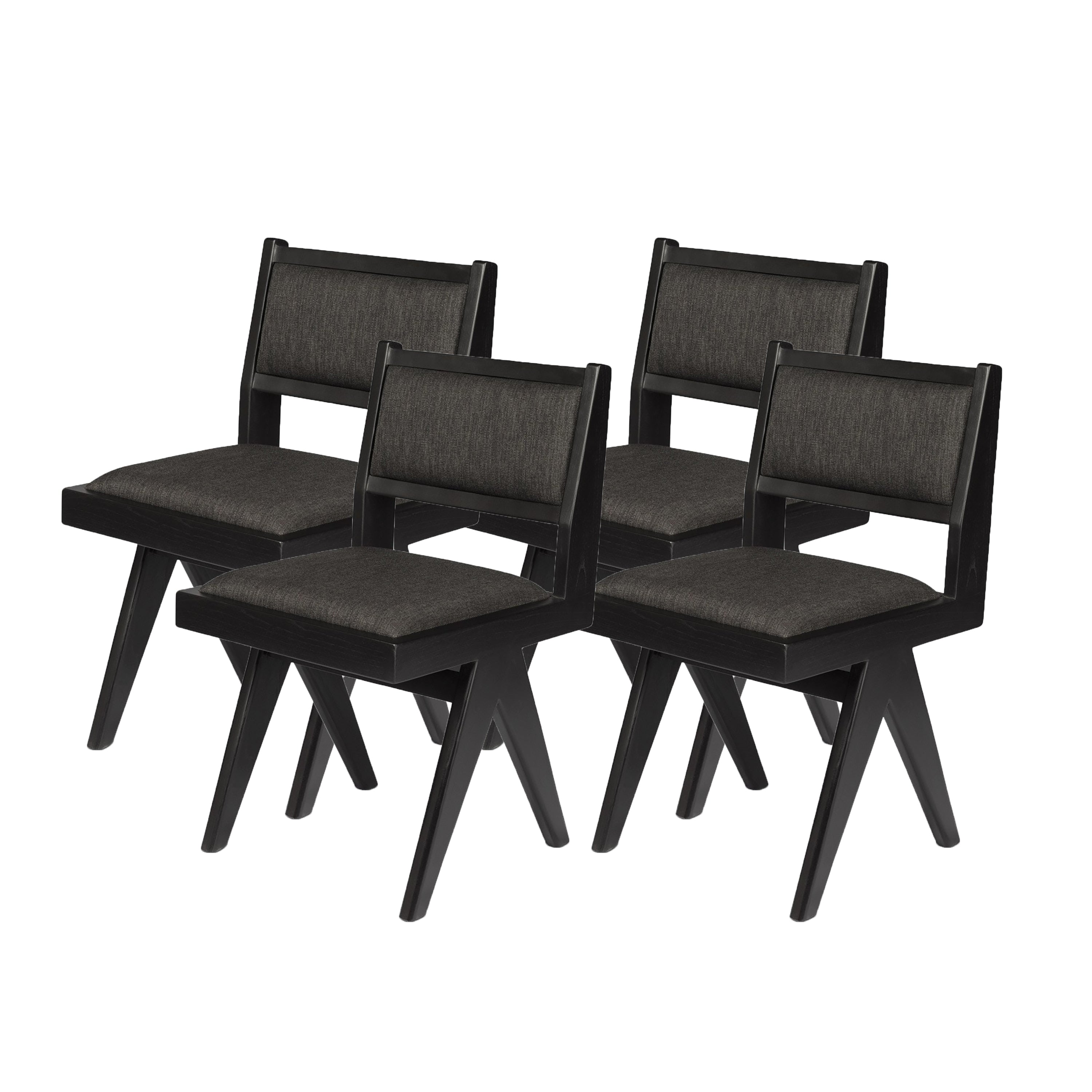 Set od 4 blagovaonskih stolica s podstavom - ugljen crna