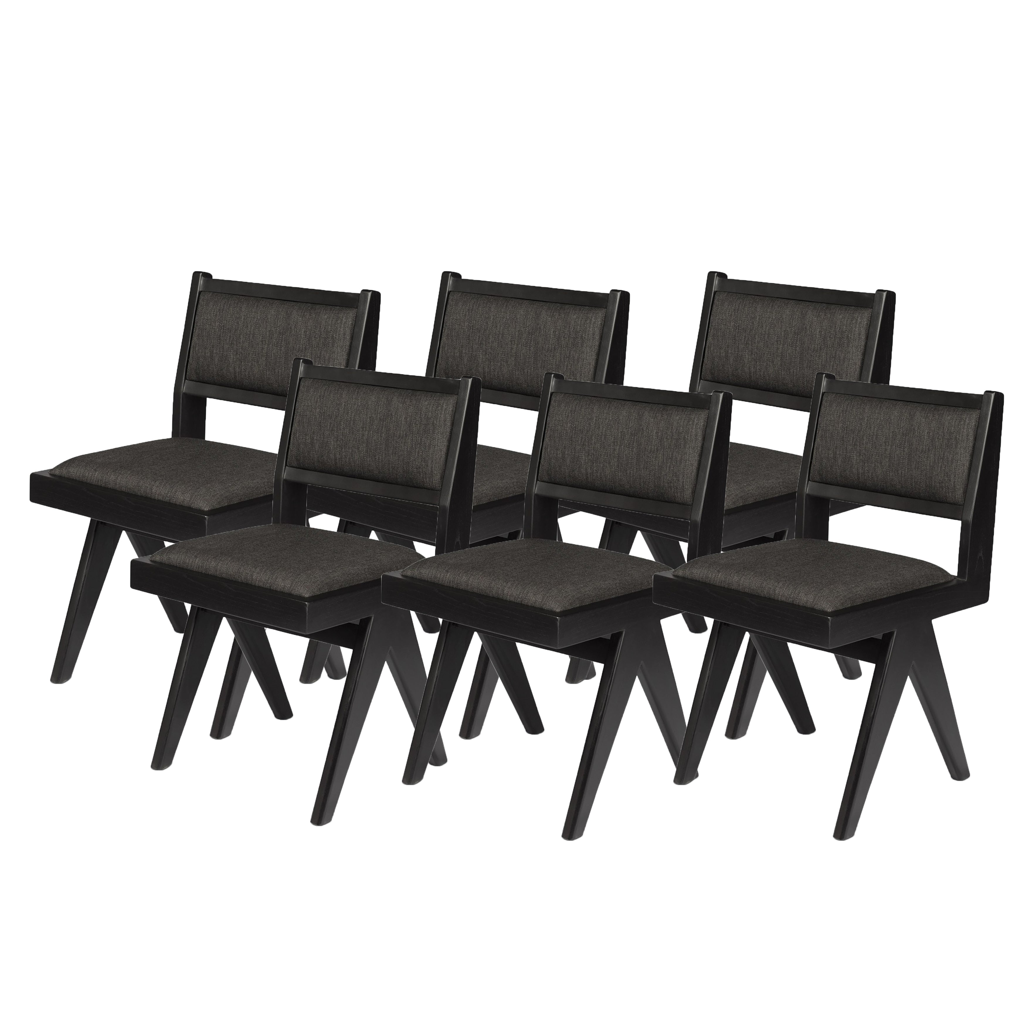 Set od 6 blagovaonskih stolica s podstavom - ugljen crna