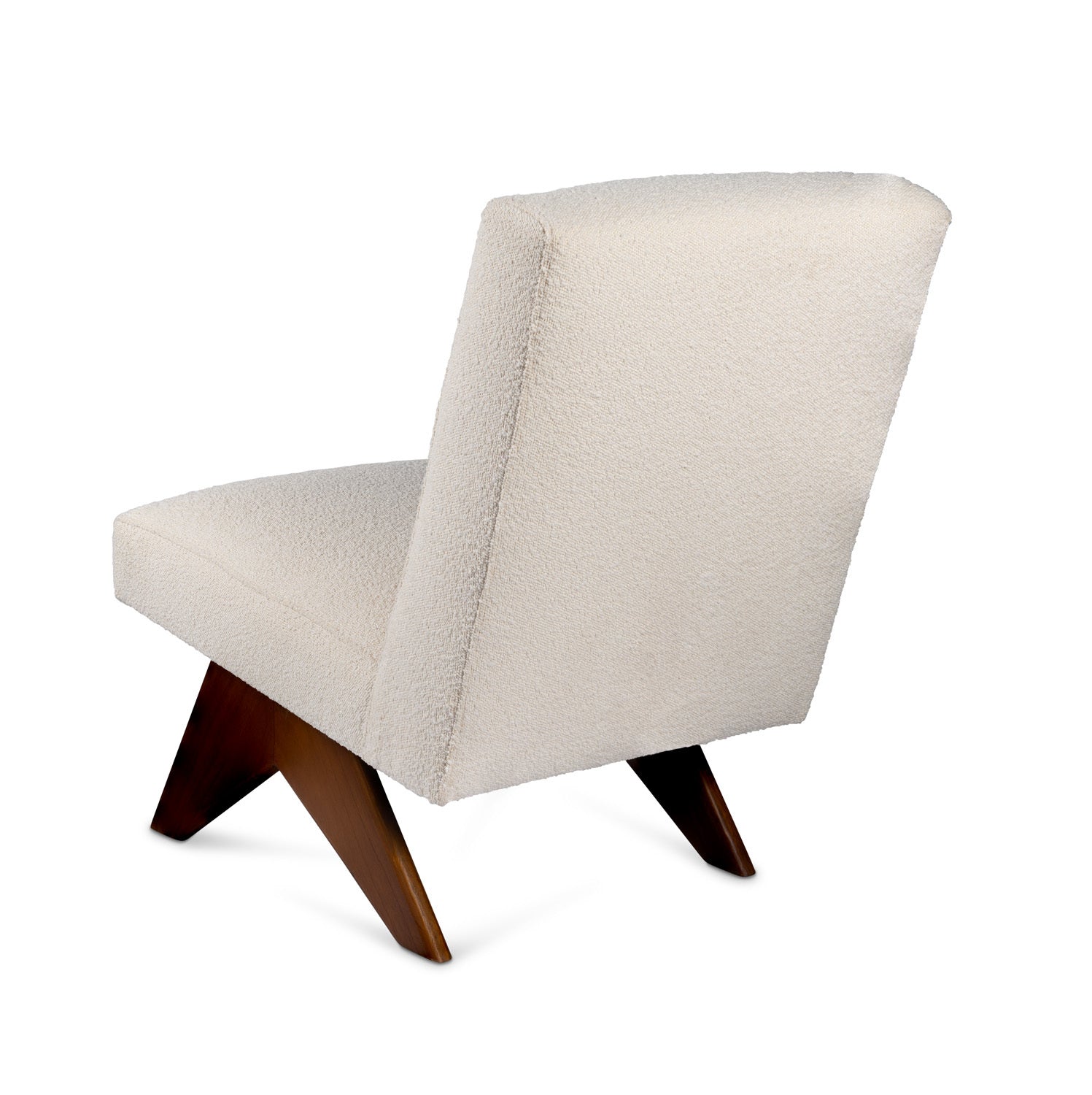 Lounge fotelja - krem tkanina / tamno drvo