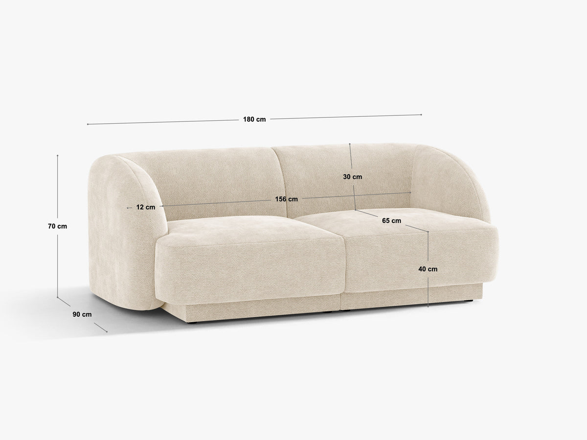 Miley sofa – tehnički crtež s dimenzijama