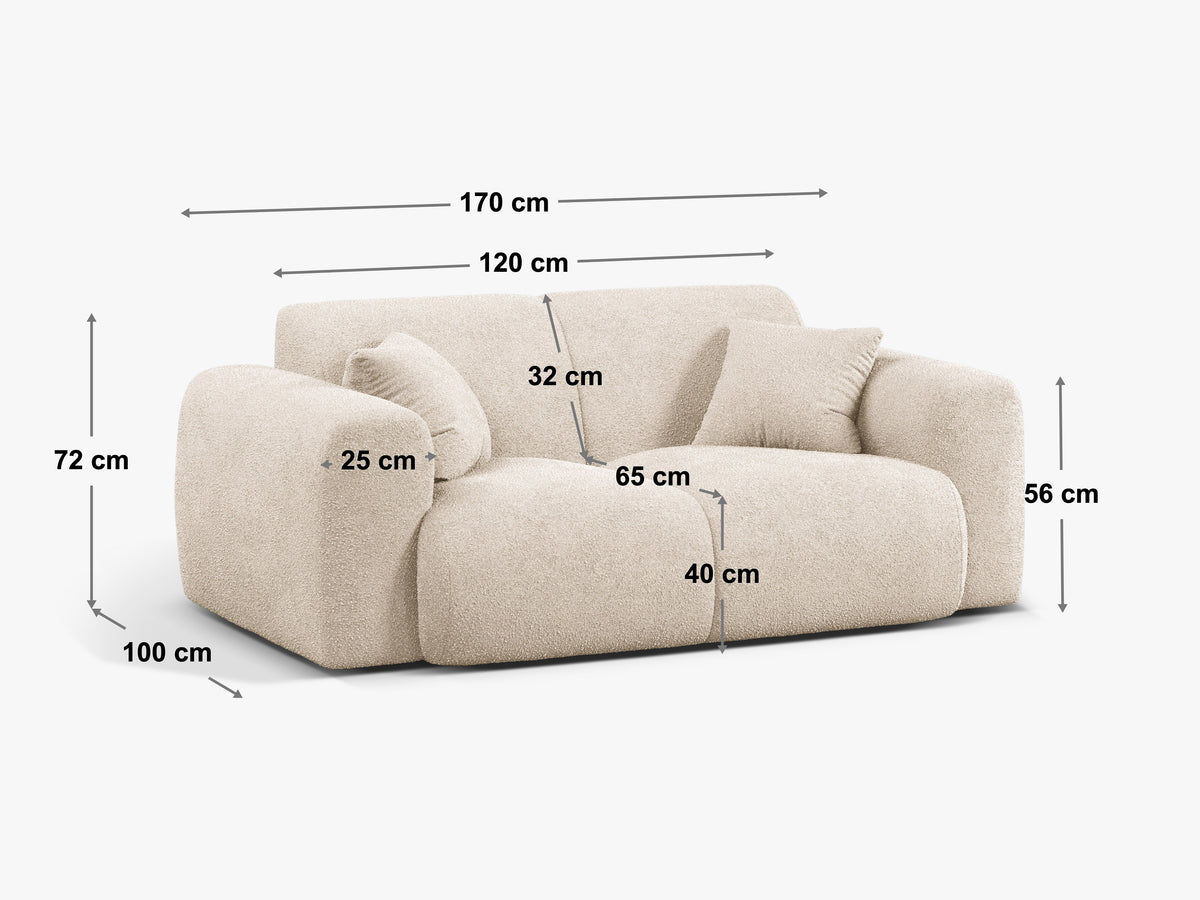 Molino sofa – tehnički crtež s dimenzijama