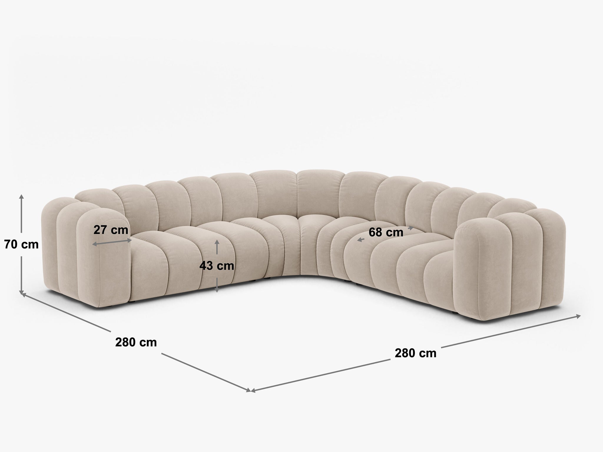 Lupine srednja simetrična kutna sofa 5 mjesta