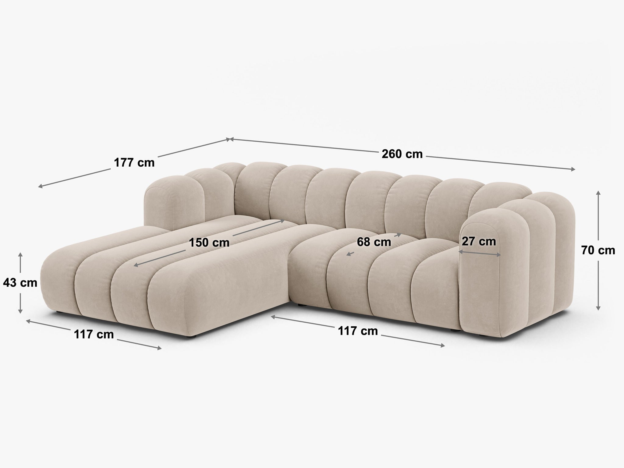 Lupine srednja kutna sofa