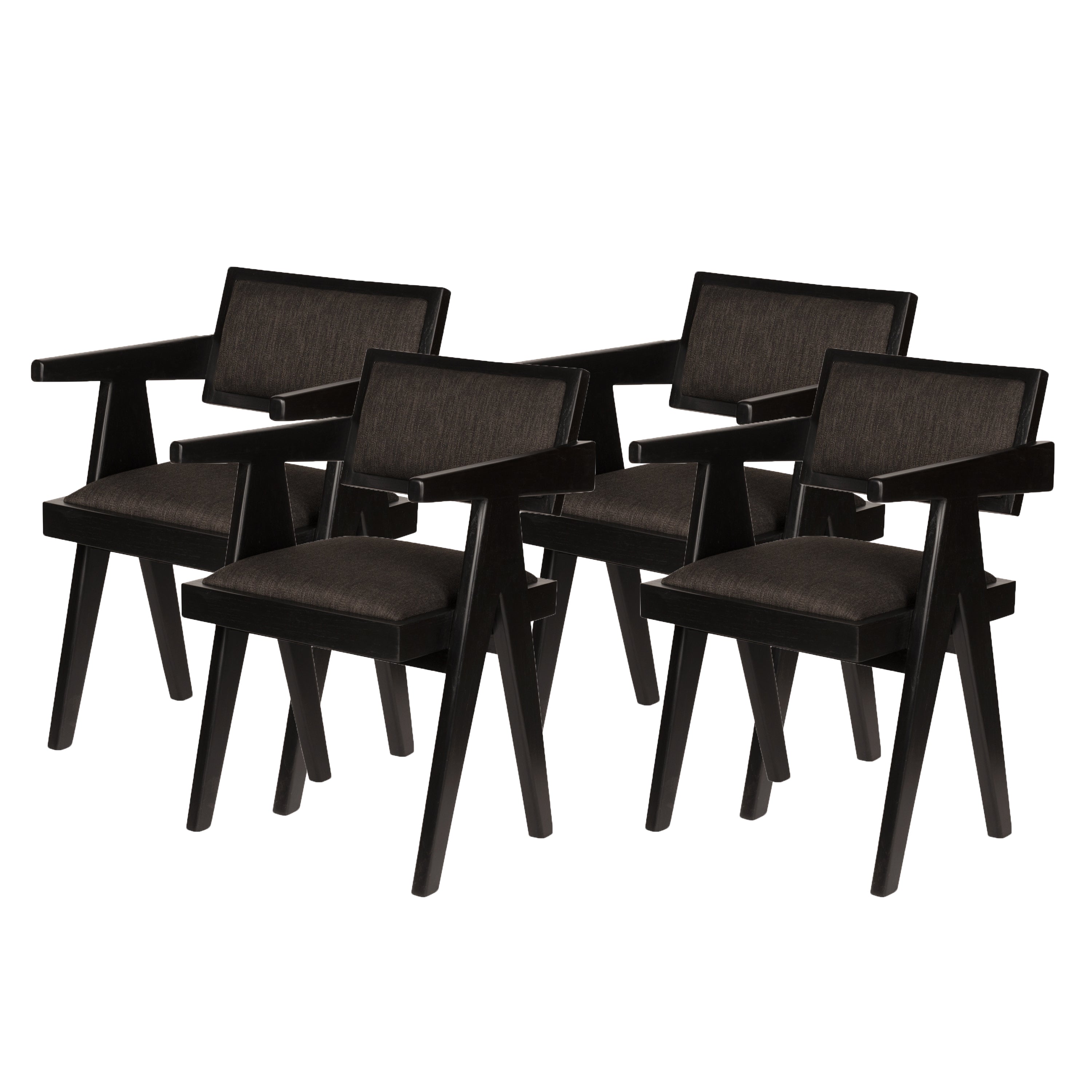 Set of 4 uredskih stolica s podstavom - ugljen crna