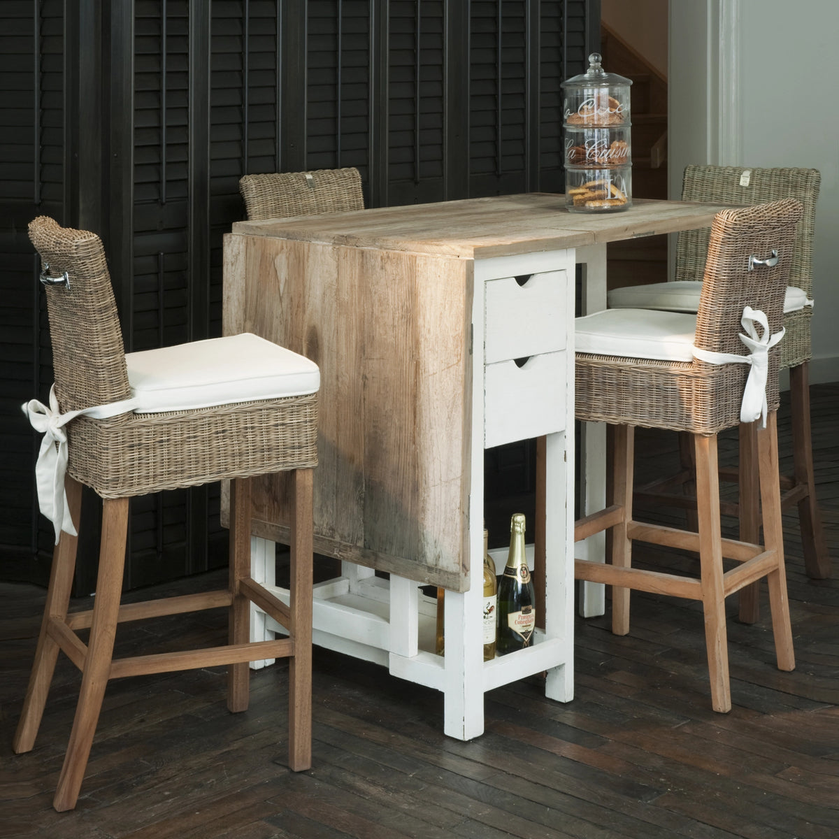 Wooster Street barski stol 50/180x80, smeđe-bijelo reciklirano drvo, Riviera Maison, slika 2