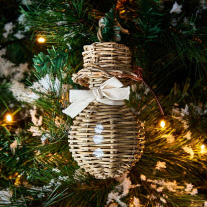 Rustic Rattan Snowman ukras za bor