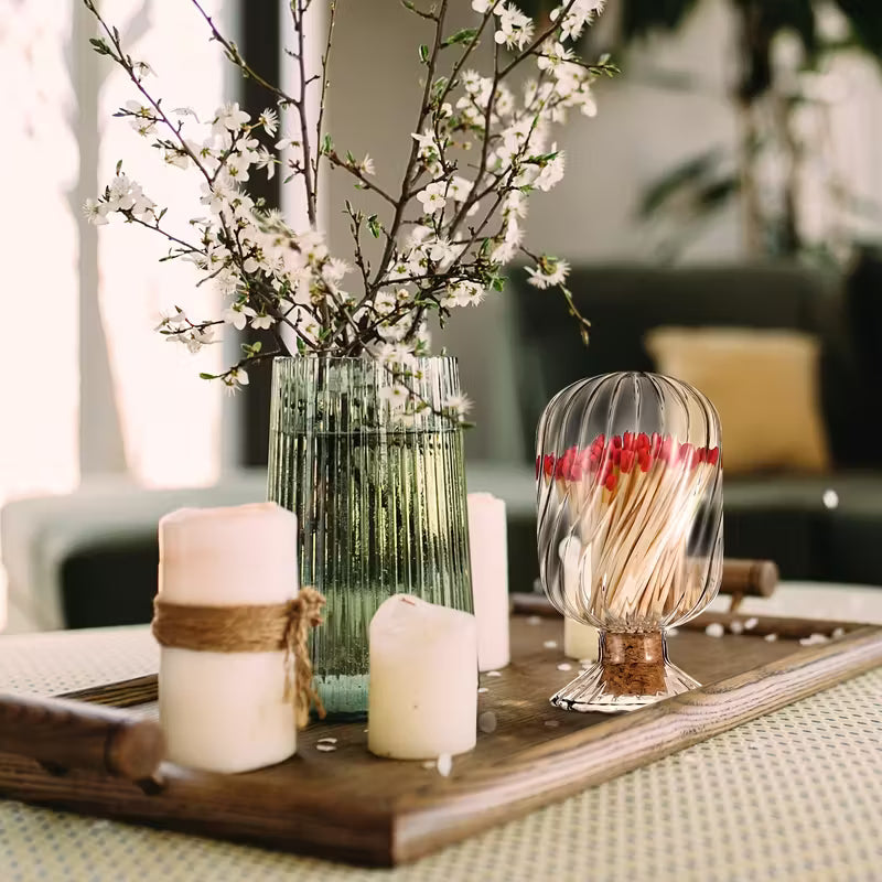 Elegantni stakleni spremnik za šibice Spiral