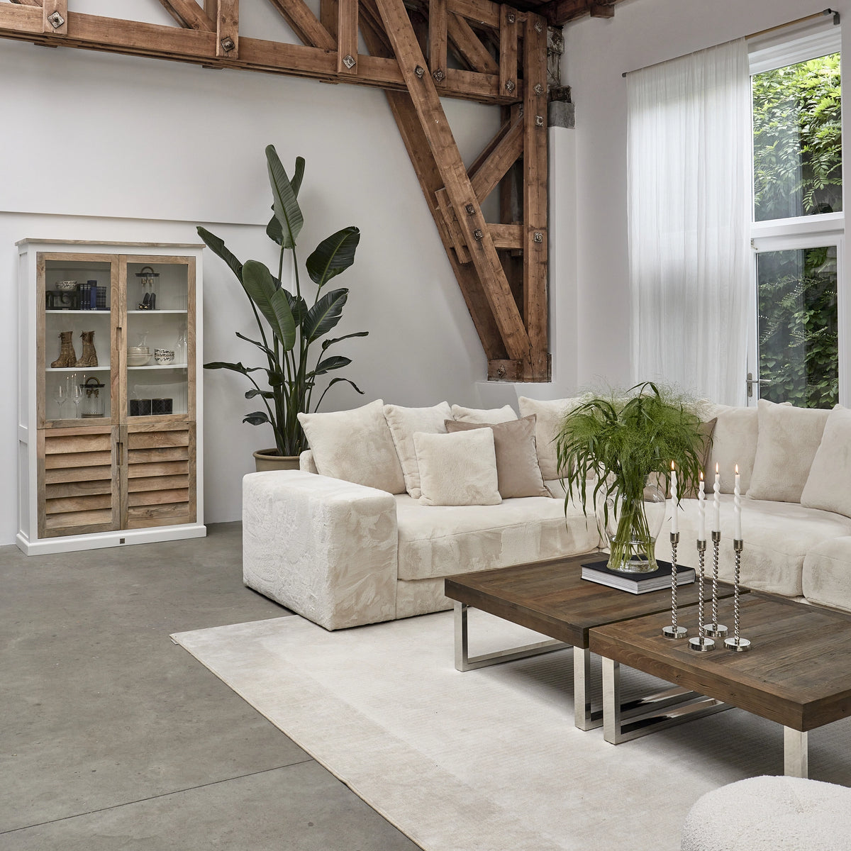 Pacifica vitrina, smeđo-bijela, drvo i kaljeno staklo, Riviera Maison, slika 10