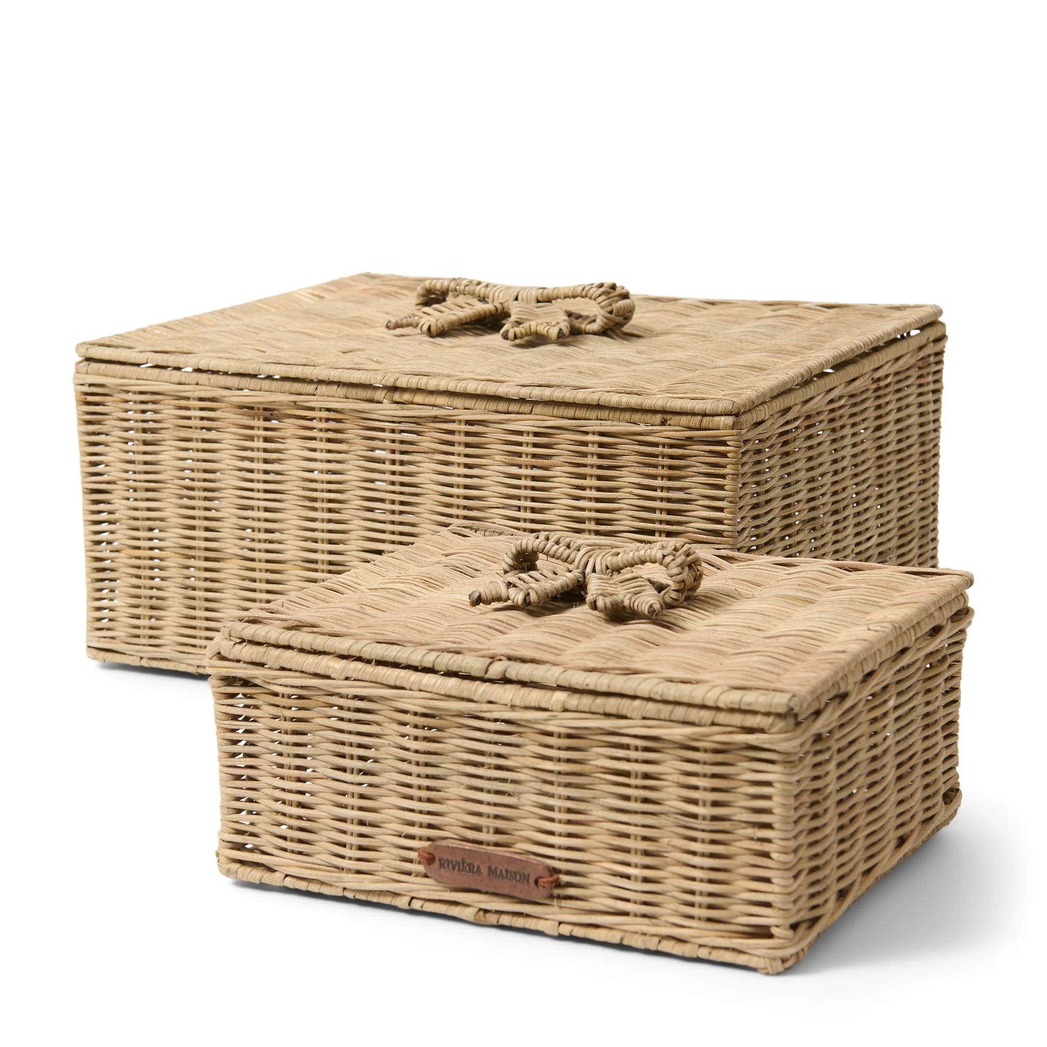 Rustic Rattan Bow Storage Box M