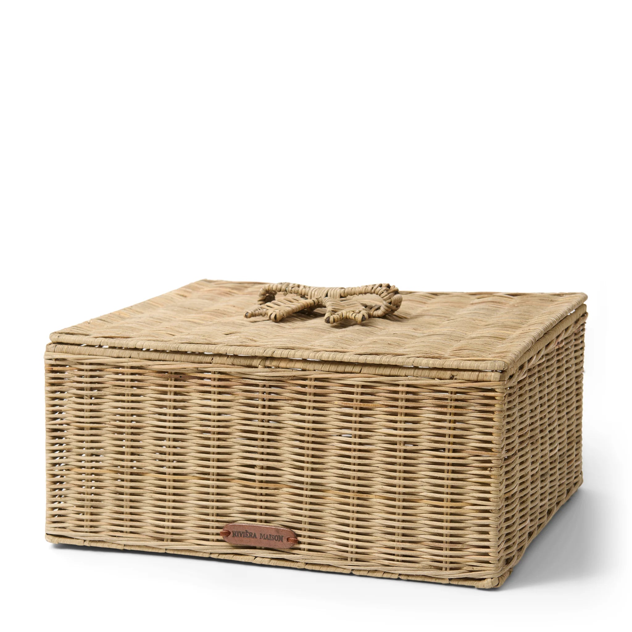 Rustic Rattan Bow Storage Box L