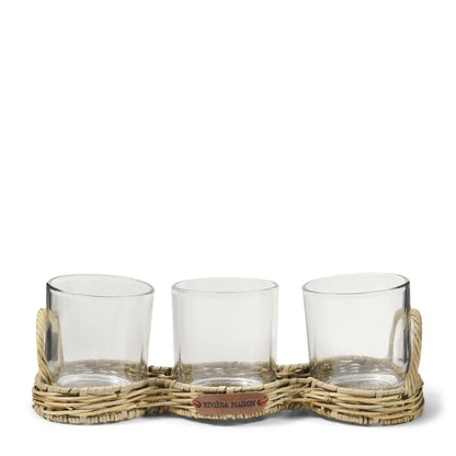 Rustic Rattan Triple Votive