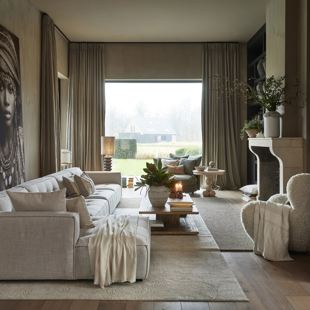 Modularna sofa Brandon ležaljka lijevo, bijela tkanina, Riviera Maison, slika 8