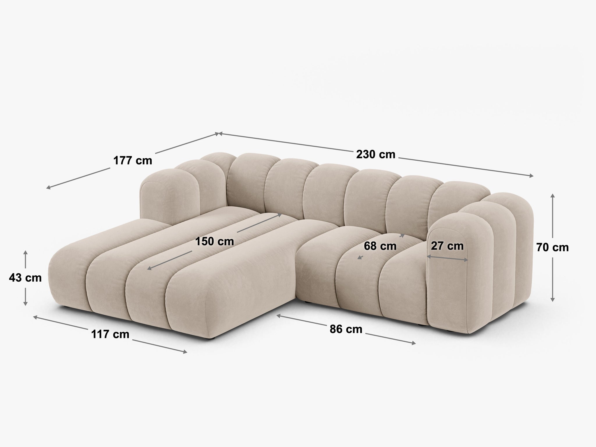 Lupine kutna sofa 3 mjesta