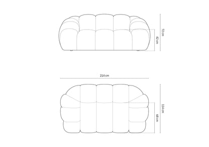 Diana sofa – tehnički crtež s dimenzijama