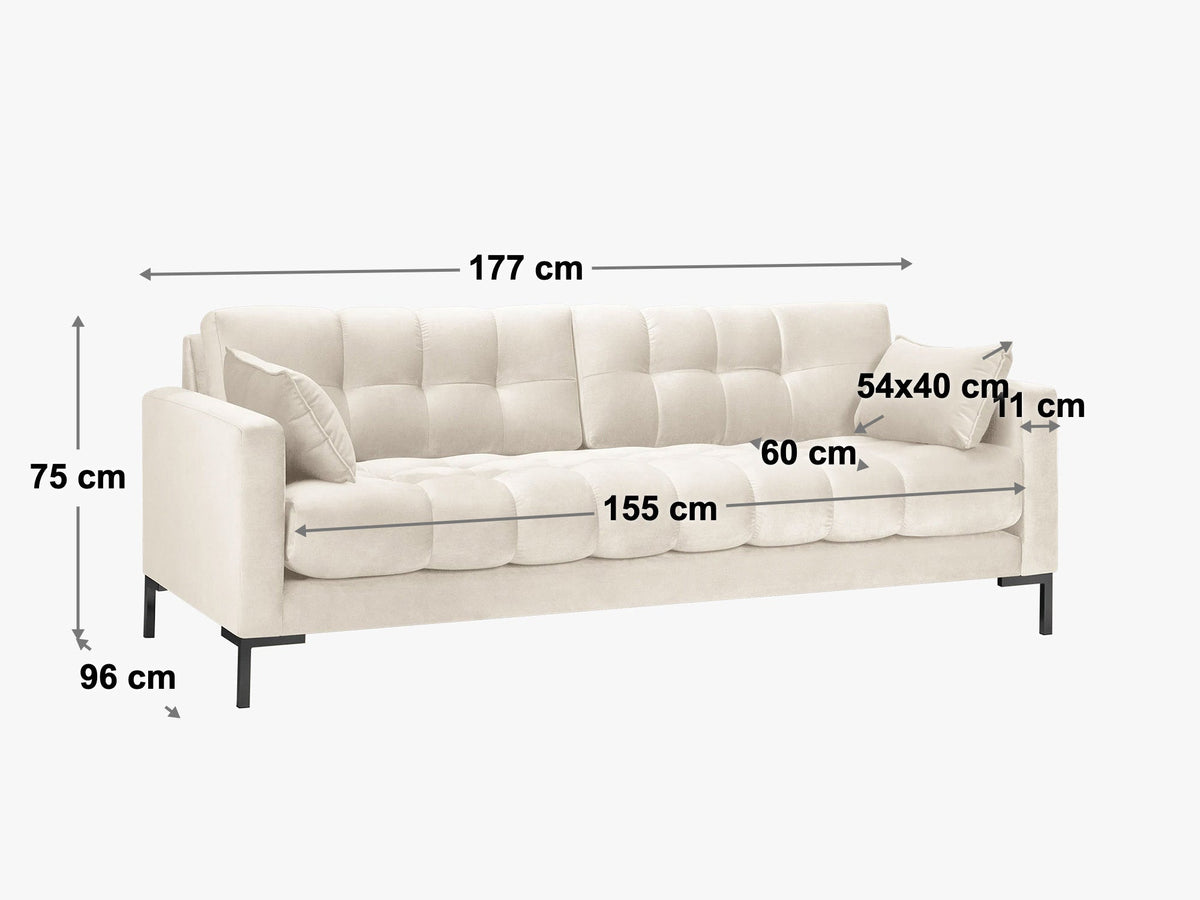 Mamaia sofa – tehnički crtež s dimenzijama