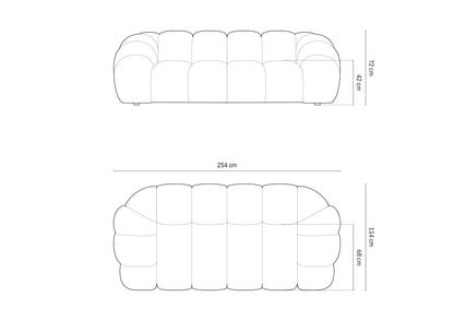 Diana sofa – tehnički crtež s dimenzijama