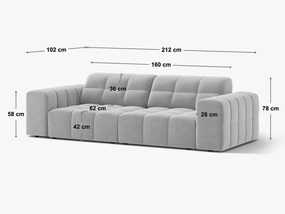 Jennifer sofa – tehnički crtež s dimenzijama