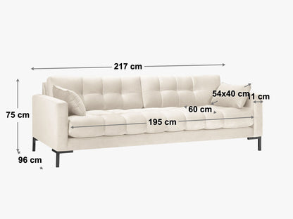 Mamaia sofa – tehnički crtež s dimenzijama