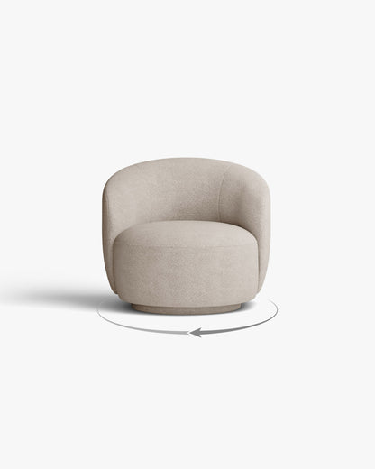 Letizia okretna fotelja (86 cm) – Buklé (Coral) – Svijetlo siva