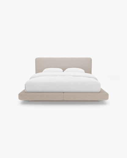 Linea krevet s uzglavljem – Strukturirana tkanina (Moly) – Cappuccino / 140 × 200 cm