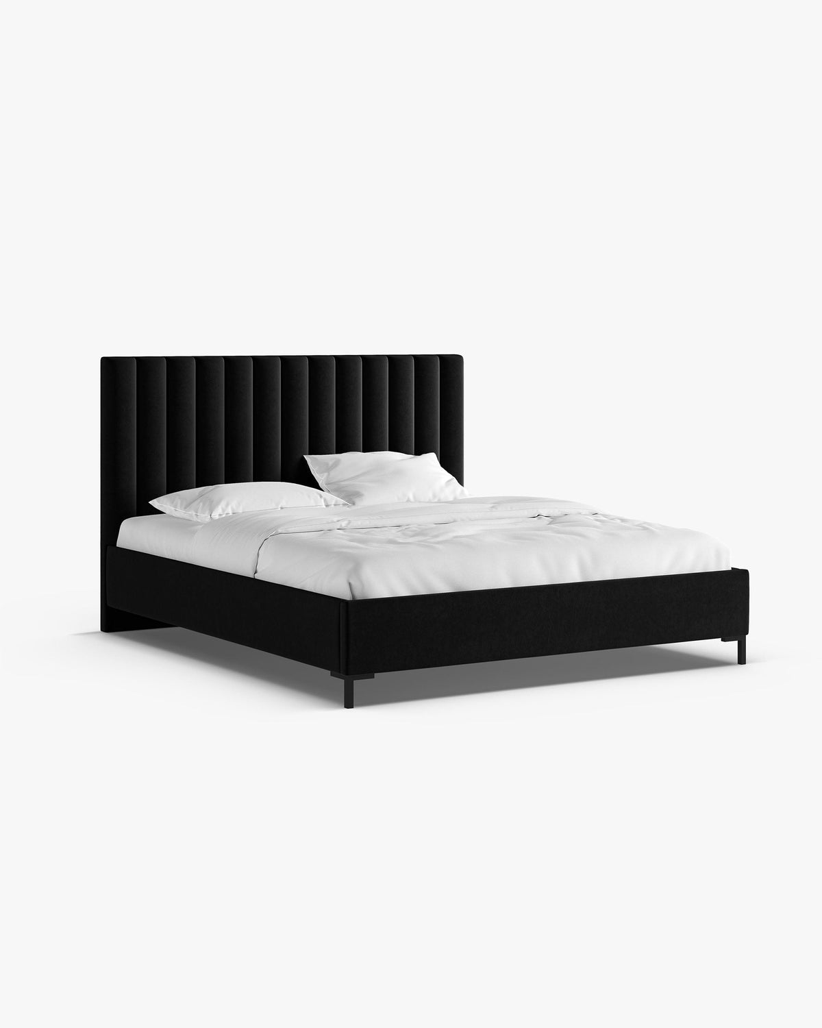Allison krevet sa spremištem (150 cm) – Velvet (Bluvel) – Crna / 140 × 200 cm