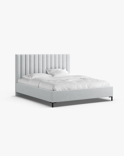 Allison krevet sa spremištem (150 cm) – Strukturirana tkanina (Moly) – Svijetlo siva / 160 × 200 cm