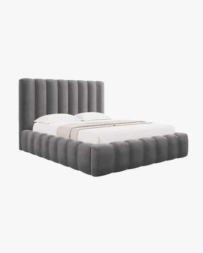 Kelp krevet sa spremištem – Velvet (Bluvel) – Siva / 160 × 200 cm
