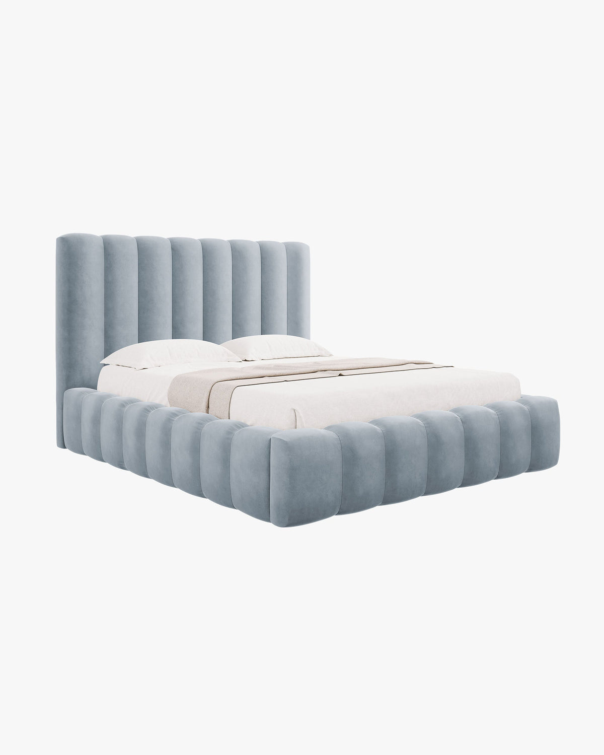 Kelp krevet sa spremištem – Velvet (Bluvel) – Svijetlo plava / 200 × 200 cm