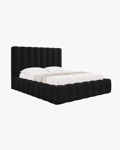 Kelp krevet sa spremištem – Velvet (Bluvel) – Crna / 200 × 200 cm