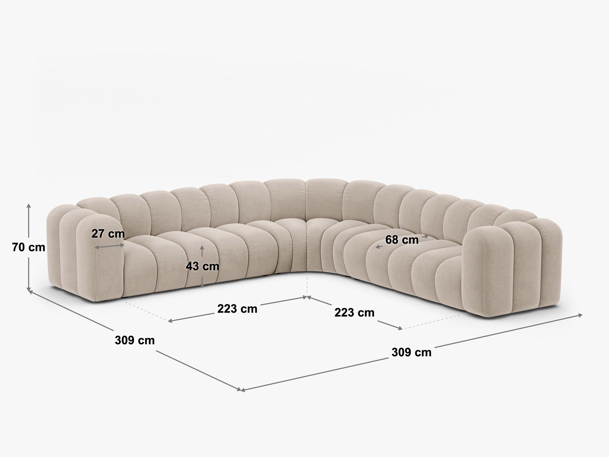 Lupine simetrična kutna sofa 5 mjesta