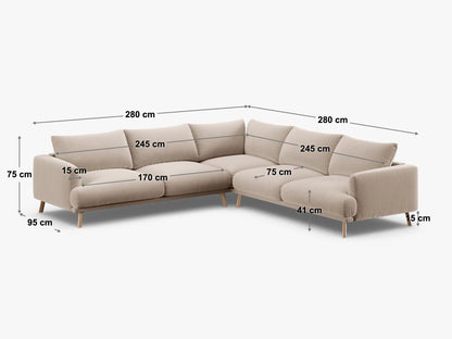 Naomi simetrična kutna sofa 5 mjesta