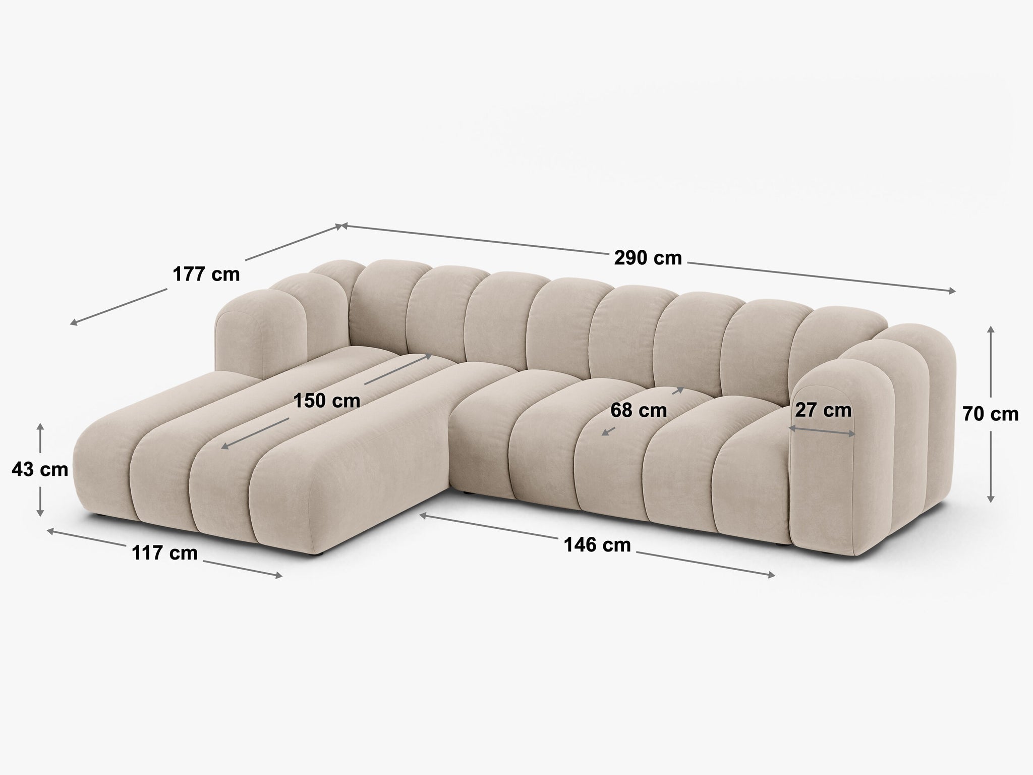 Lupine kutna sofa 4 mjesta