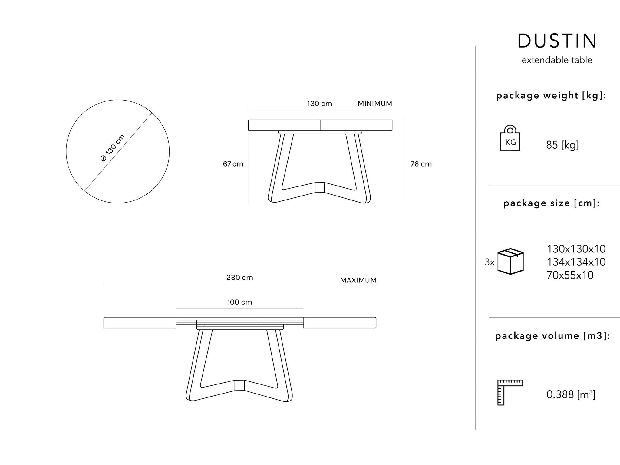 Dustin blagovaonski stol na razvlačenje
