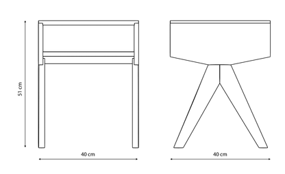 Set 2 x W.T.H. noćni ormarić – dimenzije, DETJER