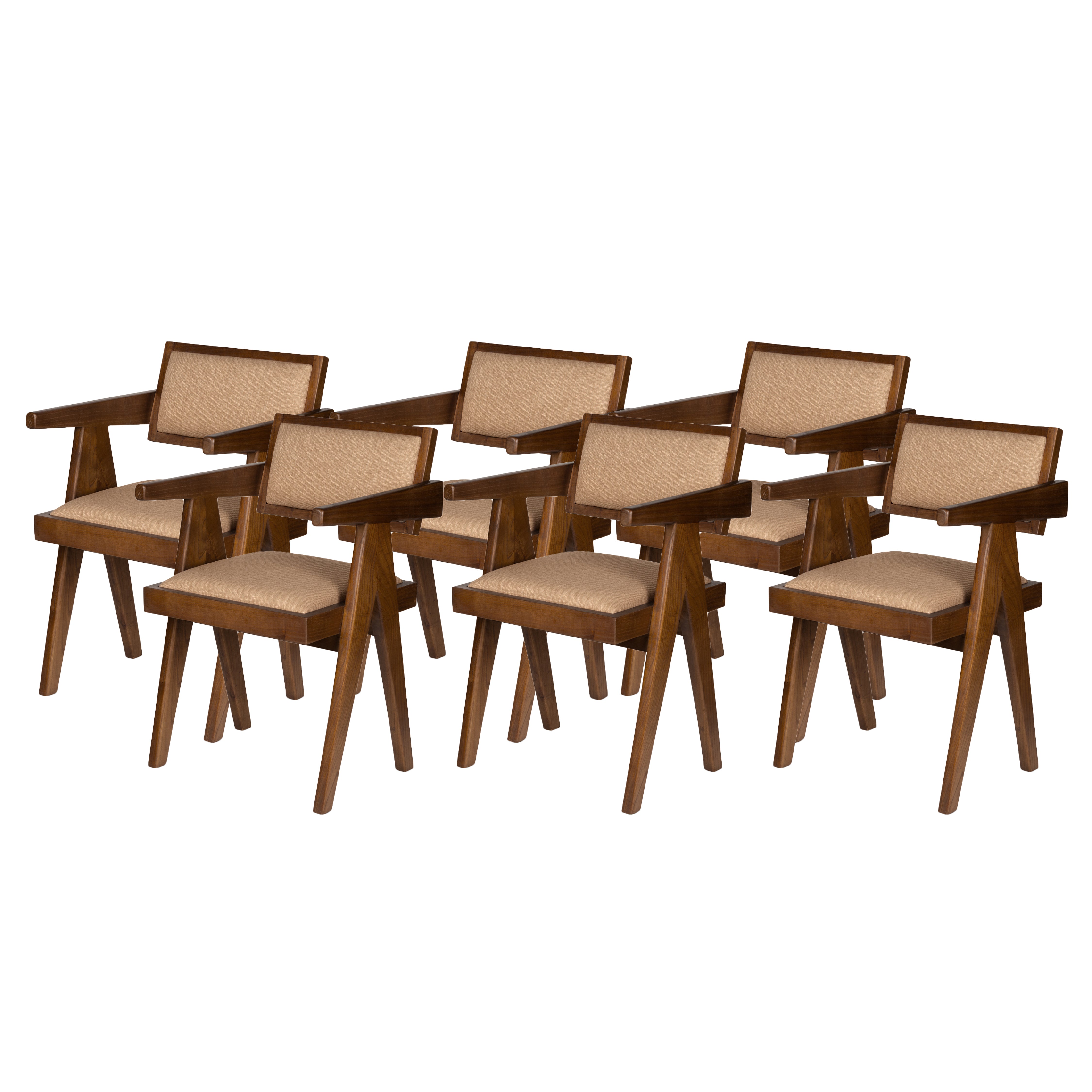 Set od 6 uredskih stolica s podstavom - tamno drvo