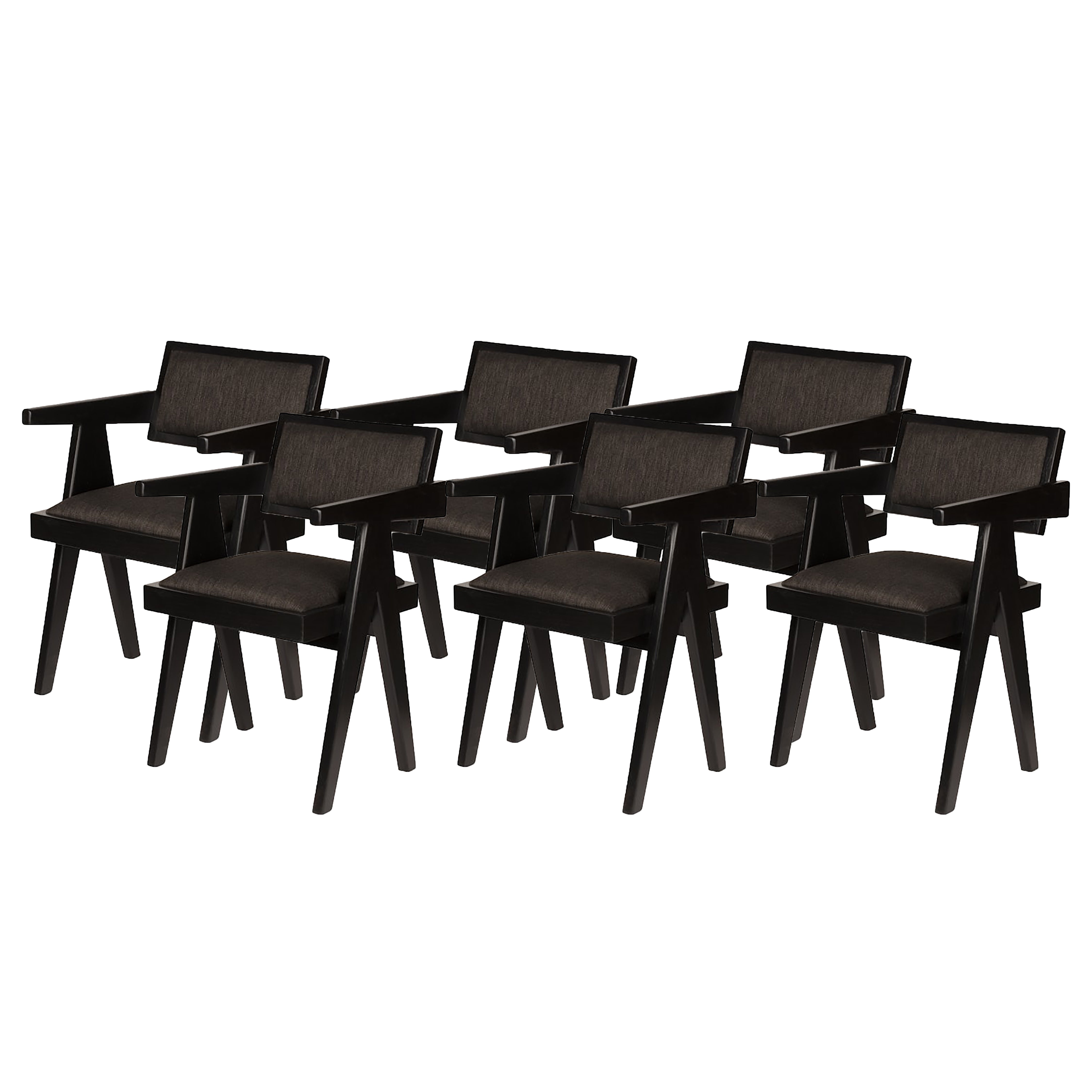 Set of 6 uredskih stolica s podstavom - ugljen crna