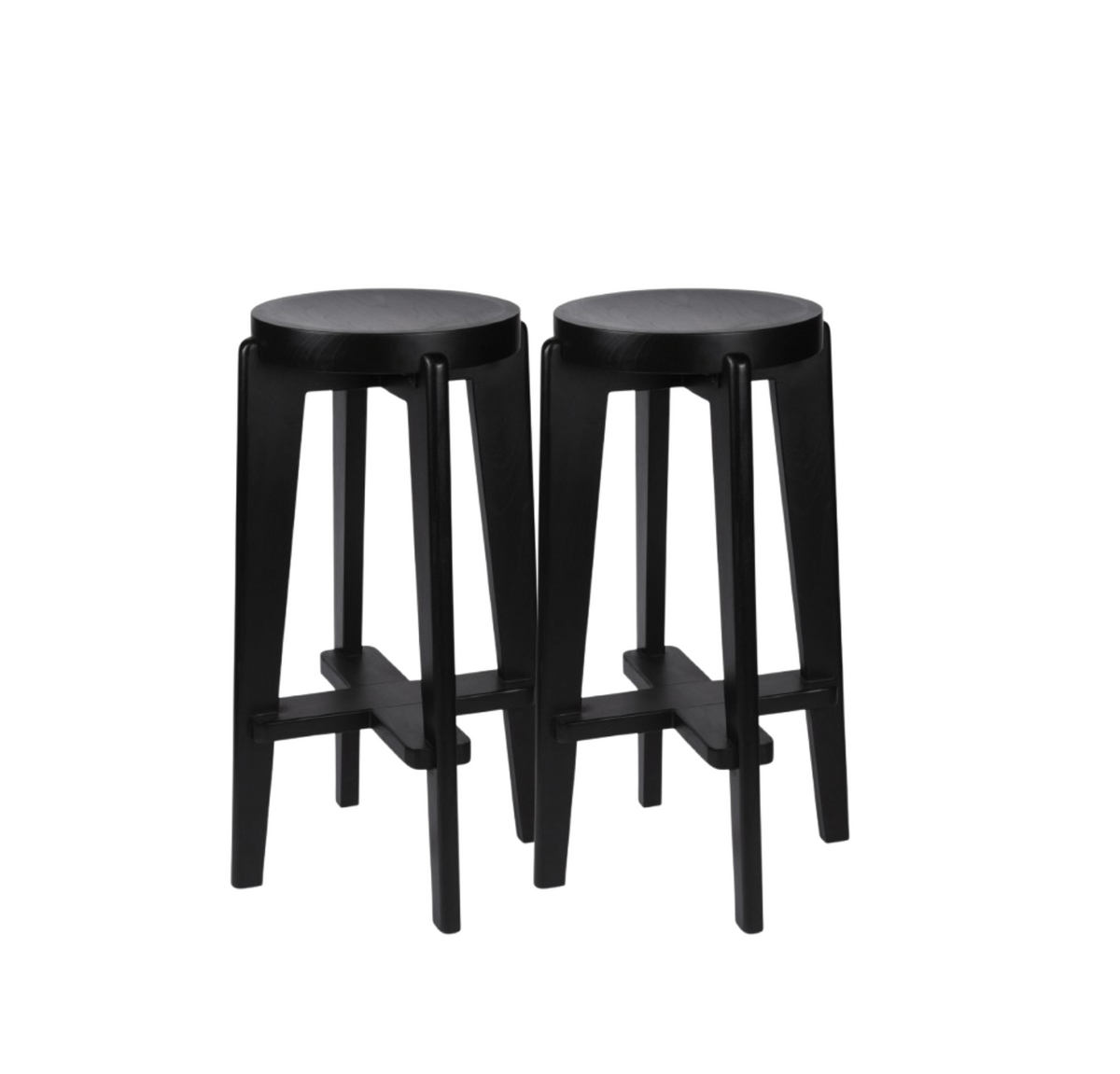 Set 2 x Wood DT.W.19. visoka barska stolica – Ugljen crna, DETJER